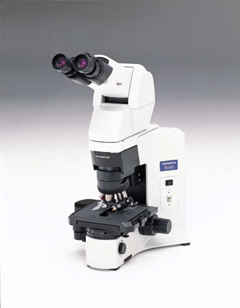 Designed for user comfort, the Olympus BX45 microscope featured a novel Y-shaped body