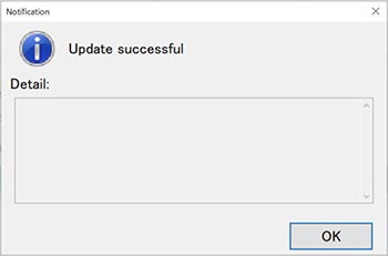 After updating, the following dialog box will display. Click the OK button.