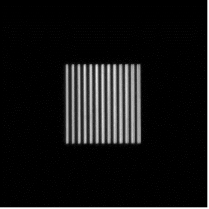 Gradually spaced vertical lines pattern for inspecting resolution in microscopy